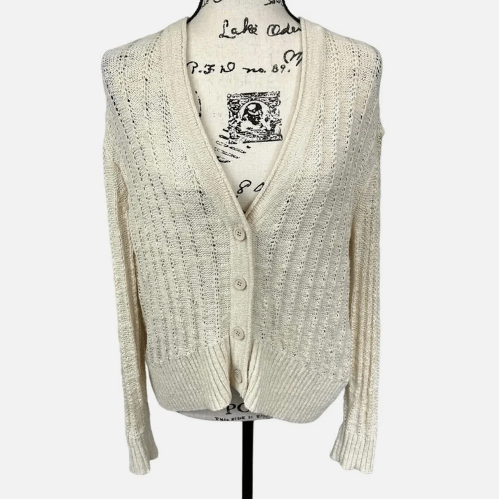 J.Crew V-neck cardigan sweater -Cream -Medium - Picture 10 of 11